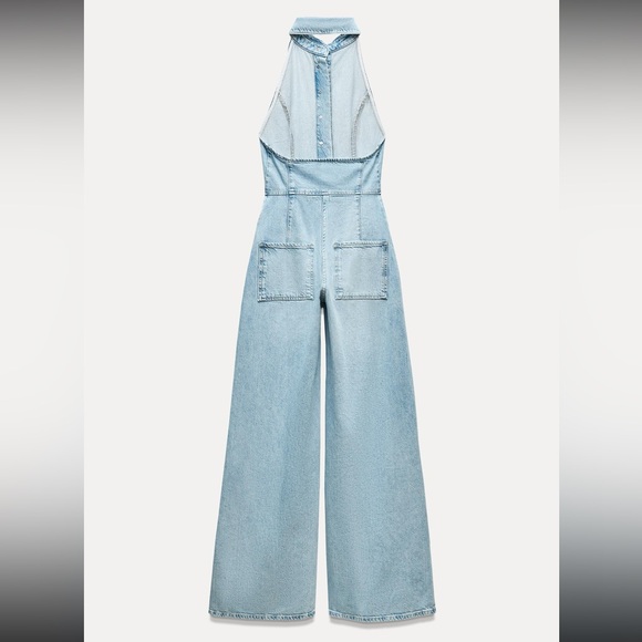 Zara Halter Neck Denim Jumpsuit - Picture 6 of 6